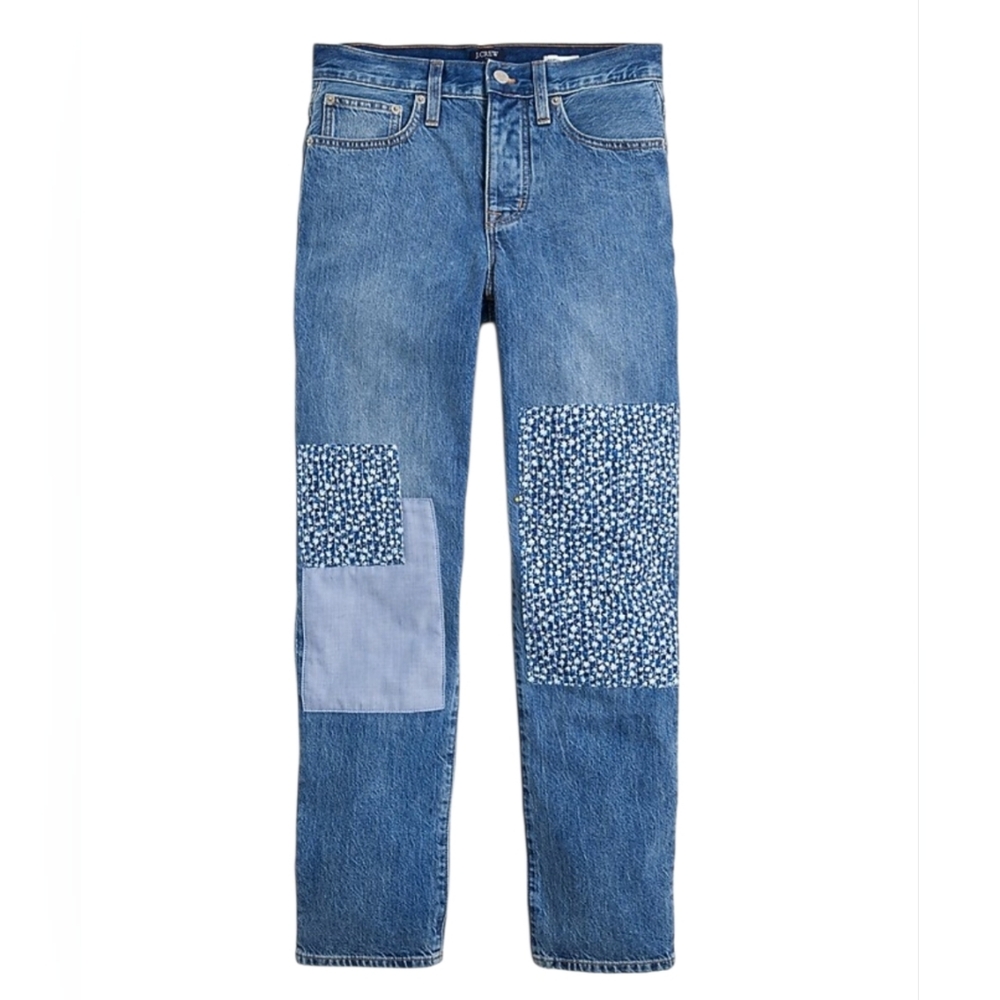 J Crew Premium Patchwork Button Fly Boyfriend Jea… - image 1